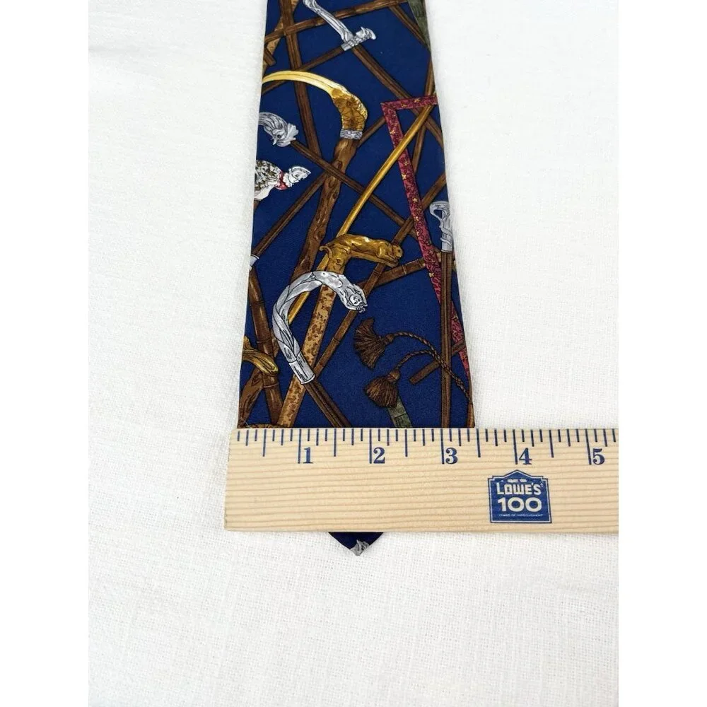 Land's End Neck Vtg‎ Neck Tie Walking Canes Gentlemen's Walking Stick Silk USA